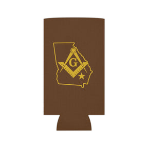 Master Mason Blue Lodge Can Cooler - Georgia Mason Brown Color - Bricks Masons