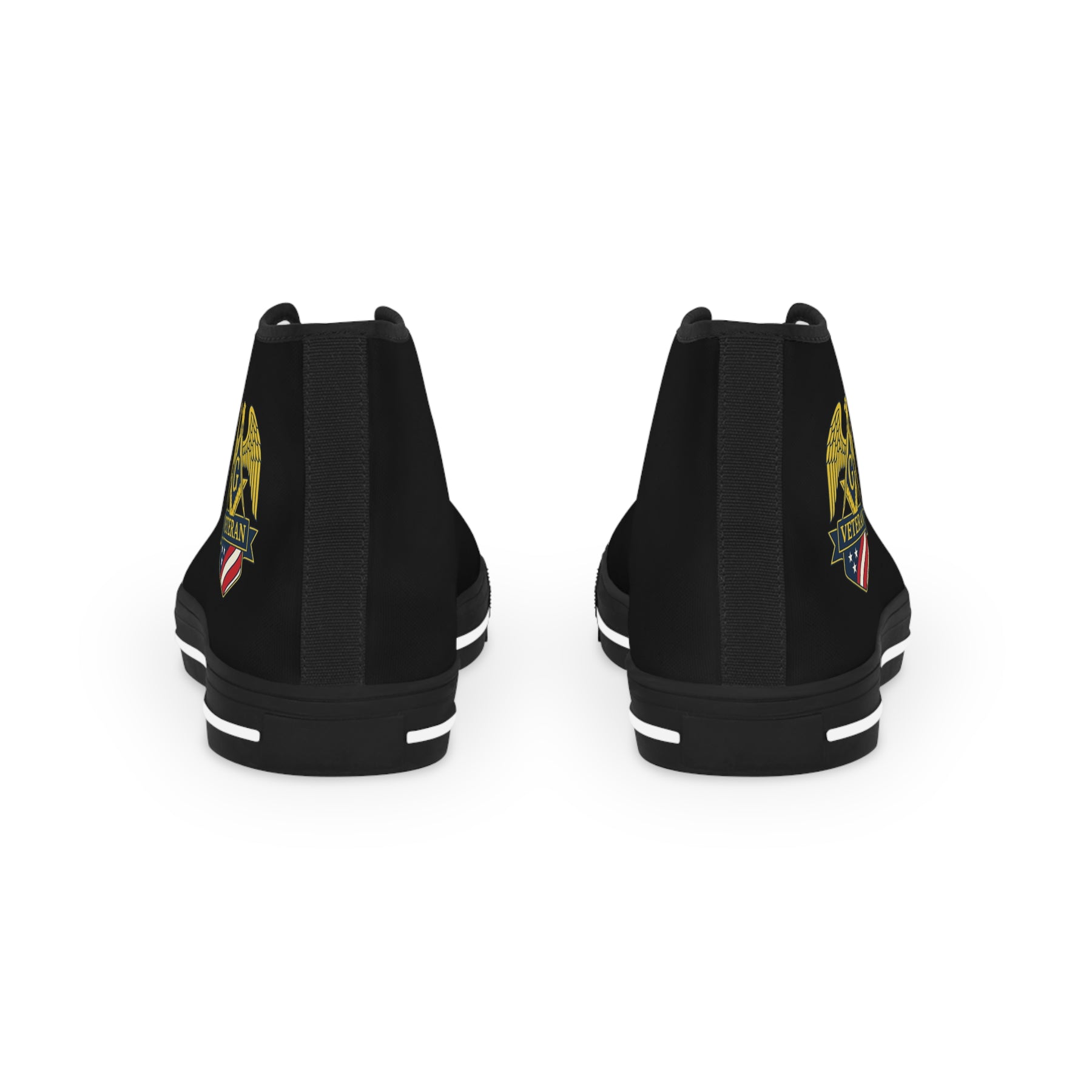Master Mason Blue Lodge Sneaker - High Top Black & White Sole Black Canvas Veteran Mason - Bricks Masons