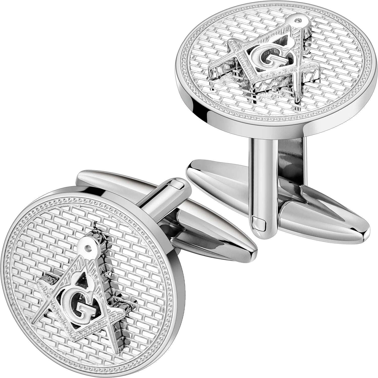 Master Mason Blue Lodge Cufflink - Silver Stainless Steel