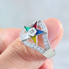 OES Ring - Colorful Star with Altar and Open Bible - Bricks Masons