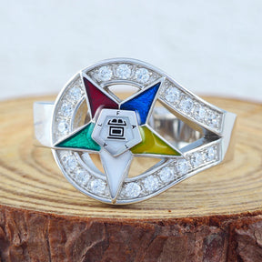 OES Ring - Colorful Star with Altar and Open Bible - Bricks Masons
