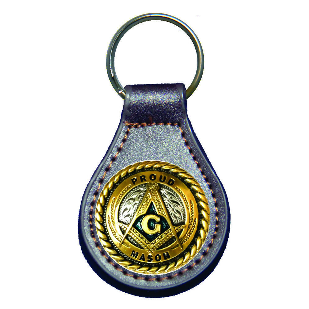 Master Mason Blue Lodge Keychain - Gold Square & Compass - Bricks Masons