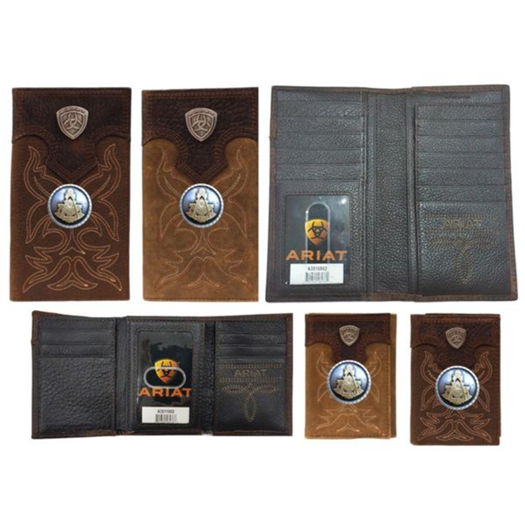 Past Master Blue Lodge Wallet - Ariat Long Length - Bricks Masons