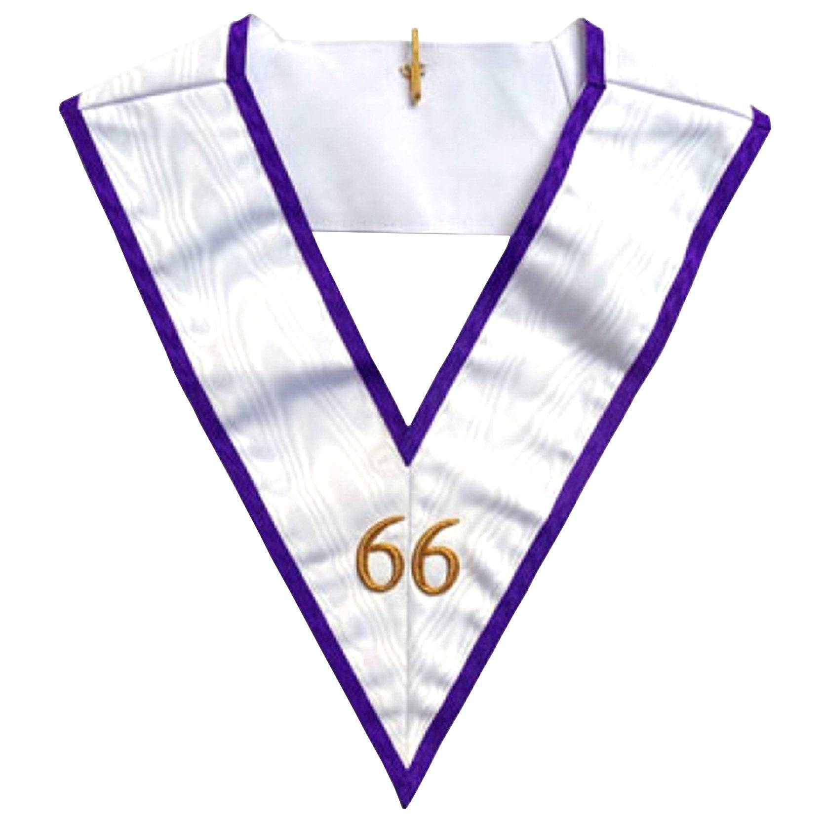 66th Degree Memphis Misraim French Regulation Collar - White Moire Ribbon