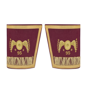 95th Degree Memphis Misraim French Regulation Regalia Set - Burgundy & Gold Hand Embroidery