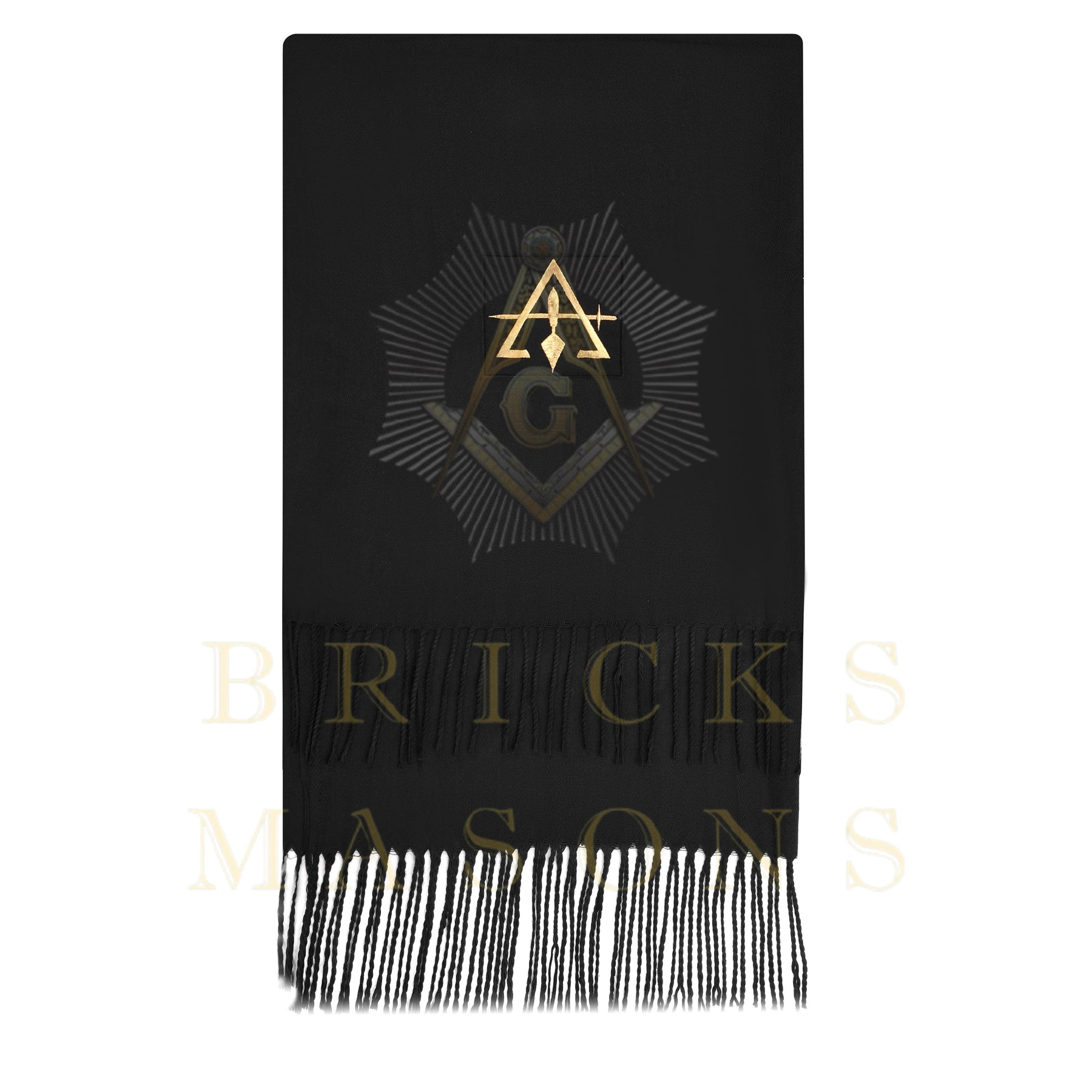 Council Scarf - Black Embroidery Cashmere - Bricks Masons
