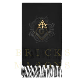 Council Scarf - Black Embroidery Cashmere - Bricks Masons