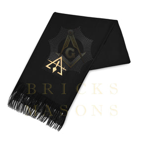 Council Scarf - Black Embroidery Cashmere - Bricks Masons