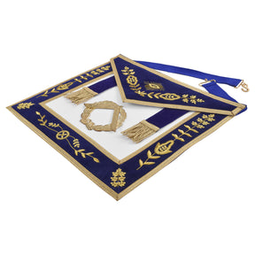 Grand Master Blue Lodge Apron - Royal Blue Velvet With Gold Metal Badge