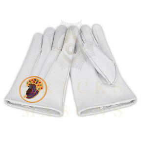DOI Gloves - Machine-embroidered White Leather