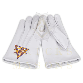 Past Thrice Illustrious Master Council Gloves - White Leather - Bricks Masons