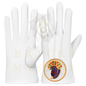 DOI Gloves - Machine-embroidered White Leather