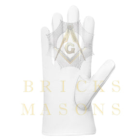 DOI Gloves - Machine-embroidered White Leather