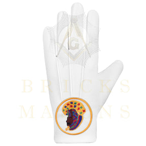 DOI Gloves - White Cotton With Round Patch