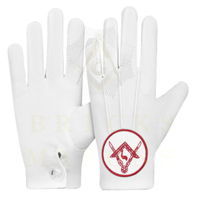 Scottish Rite Gloves - White Cotton Central Jurisdiction