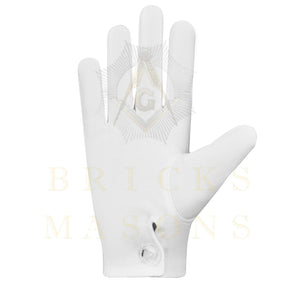 Lady Knights Knights Templar Gloves - White Cotton Cross and Crown emblem
