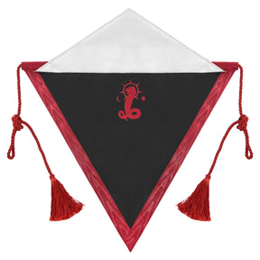 Scottish Rite Apron - Triangular Black Hand Embroidery With Red Ribbon & Tassels