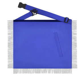 Past Master Blue Lodge Apron - Blue Velvet Silver Bullion With Wreath & Fringe - Bricks Masons