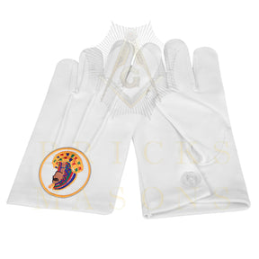 DOI Gloves - White Cotton With Round Patch