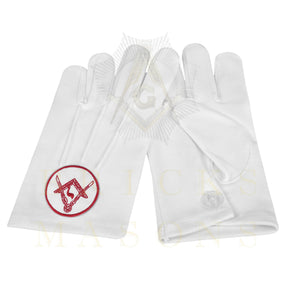 Scottish Rite Gloves - White Cotton Central Jurisdiction