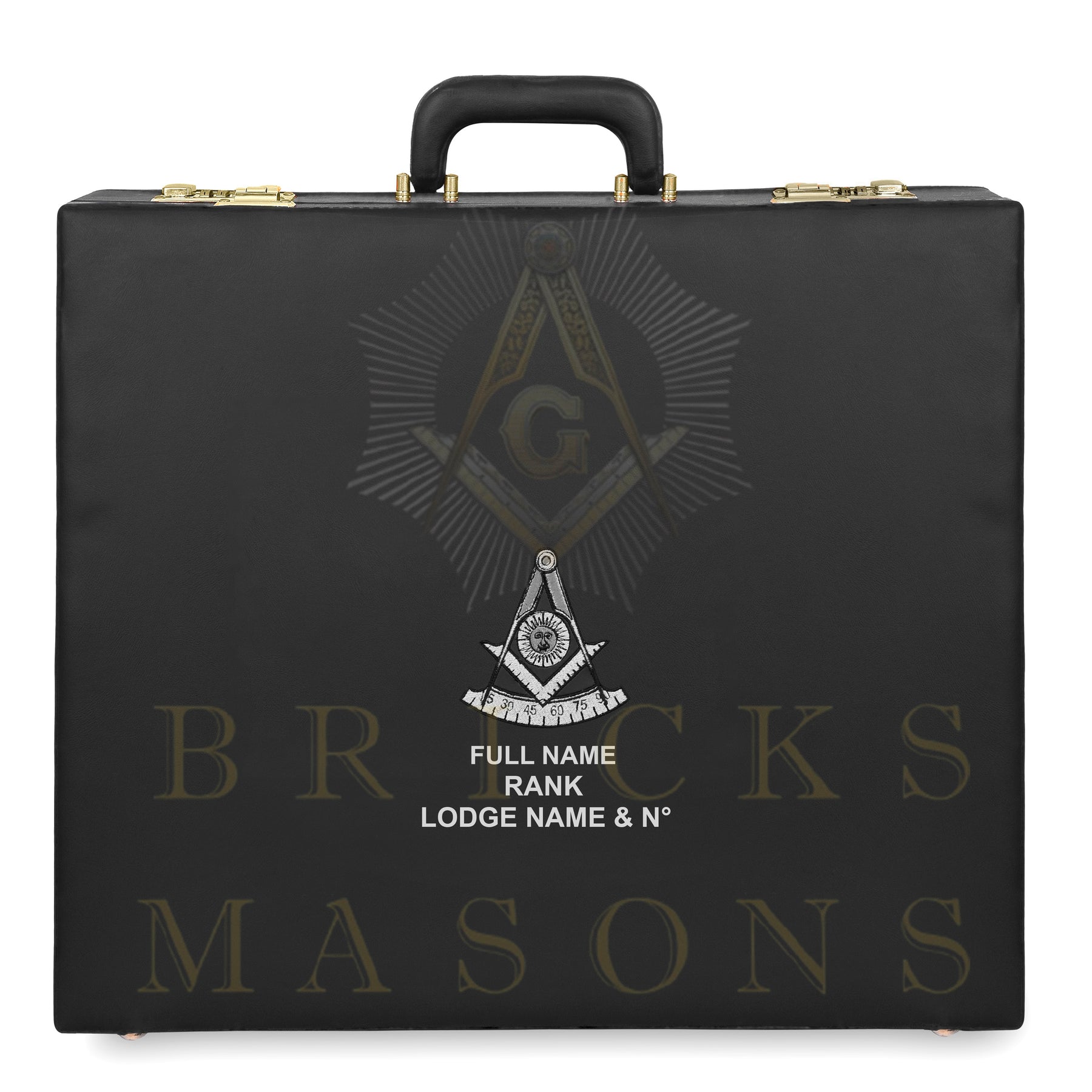 Past Master Blue Lodge Apron Case - Personalized Silver Emblem Various Sizes & Materials - Bricks Masons