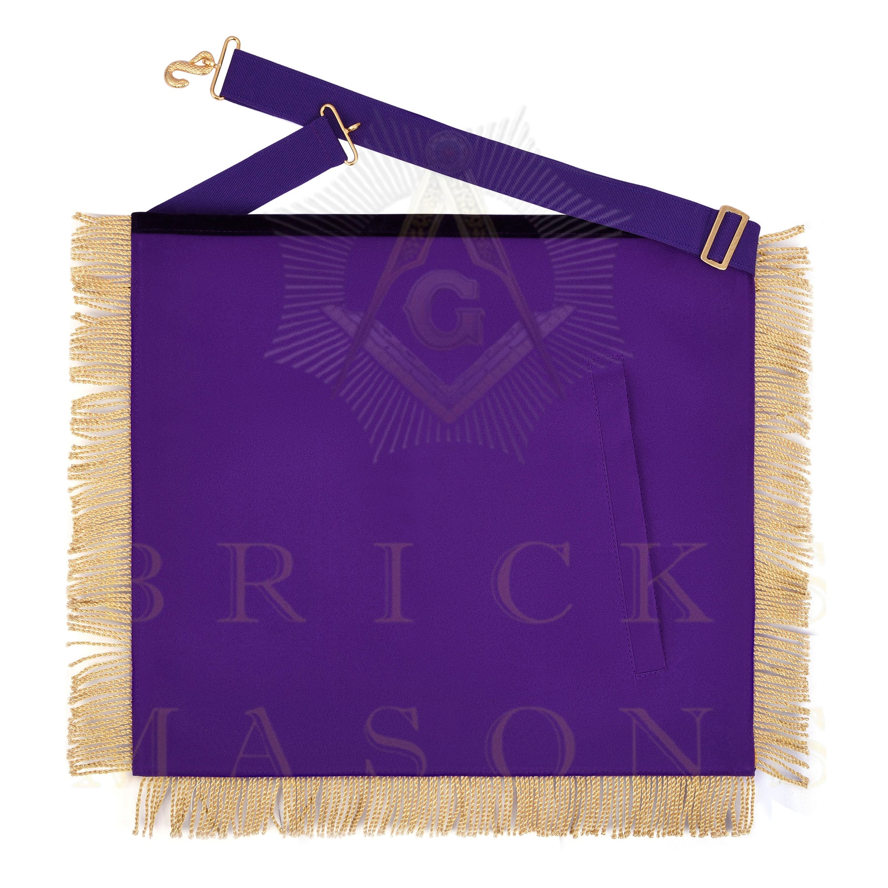 Past District Deputy Grand Master Blue Lodge Apron - Purple Velvet Golden Bullion With Wreath & Fringe - Bricks Masons