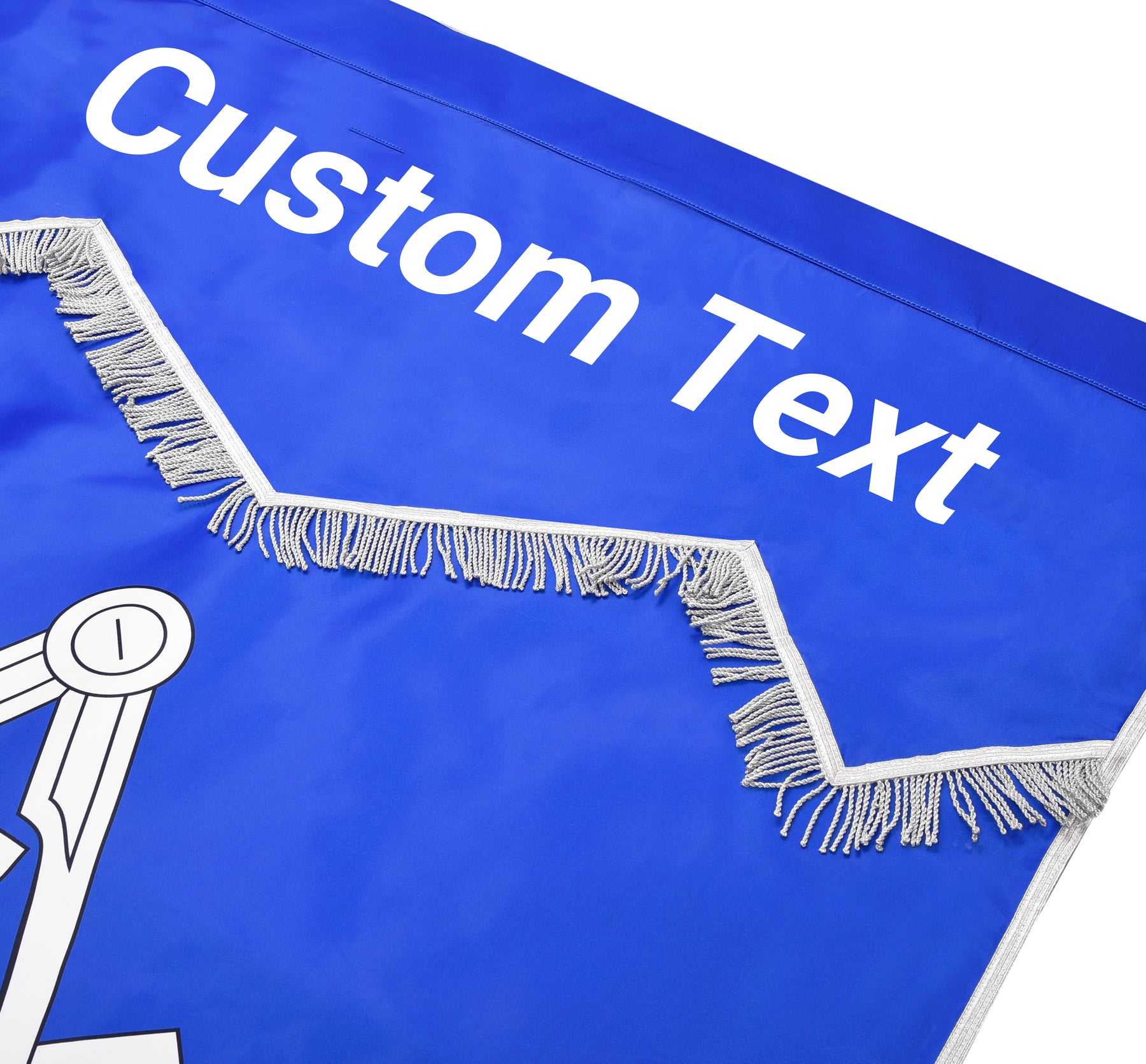 Master Mason Blue Lodge Banner - Blue & White Printed With Silver Braid & Fringe - Bricks Masons