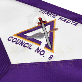 Royal Arch Chapter & Council Apron - Reversible Double-Sided Purple & Red Ribbon