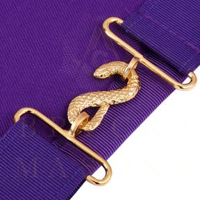 Past Illustrious Master Council Apron - Purple Ribbon Machine Embroidery - Bricks Masons