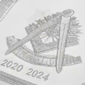 Past Master Blue Lodge Apron - Bullion With Wreath & Pillars - Bricks Masons