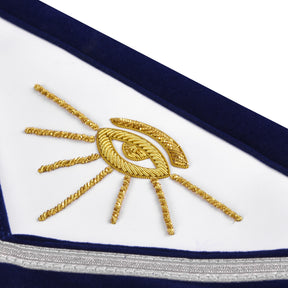 Past Master Blue Lodge California Regulation Apron - Hand Embroidery Gold Bullion With Silver Braid Fringe