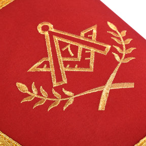 Master Mason Blue Lodge Cuff - Red with Gold Machine Embroidery Bullion & Fringe
