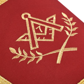 Master Mason Blue Lodge Cuff - Red with Gold Machine Embroidery Bullion & Fringe