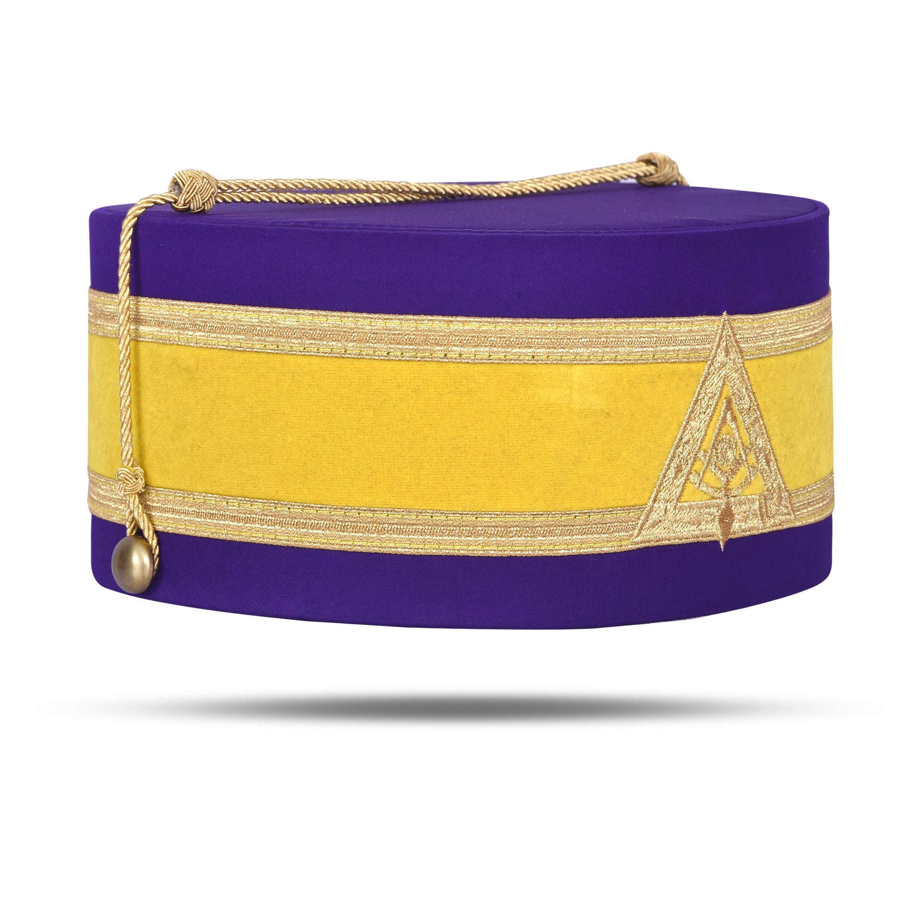 Past Illustrious Master Royal & Select Masters English Regulation Crown Cap - Purple Silk With Yellow Velvet & Gold Braid