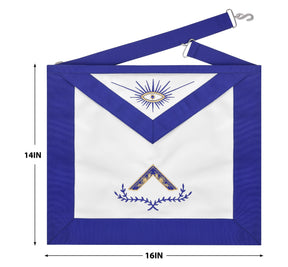 Worshipful Master Blue Lodge Officer Apron - Machine Embroidered Square with Laurel - Bricks Masons
