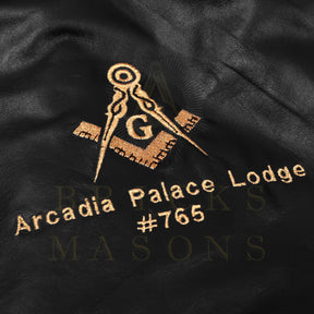 Master Mason Blue Lodge Jacket - Black Leather With Customizable Gold Embroidery