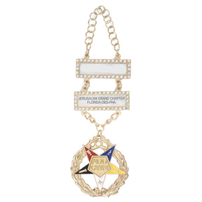 Associate District Deputy Grand Worthy Matron OES Officer Collar Jewel - Gold Plated - Bricks Masons