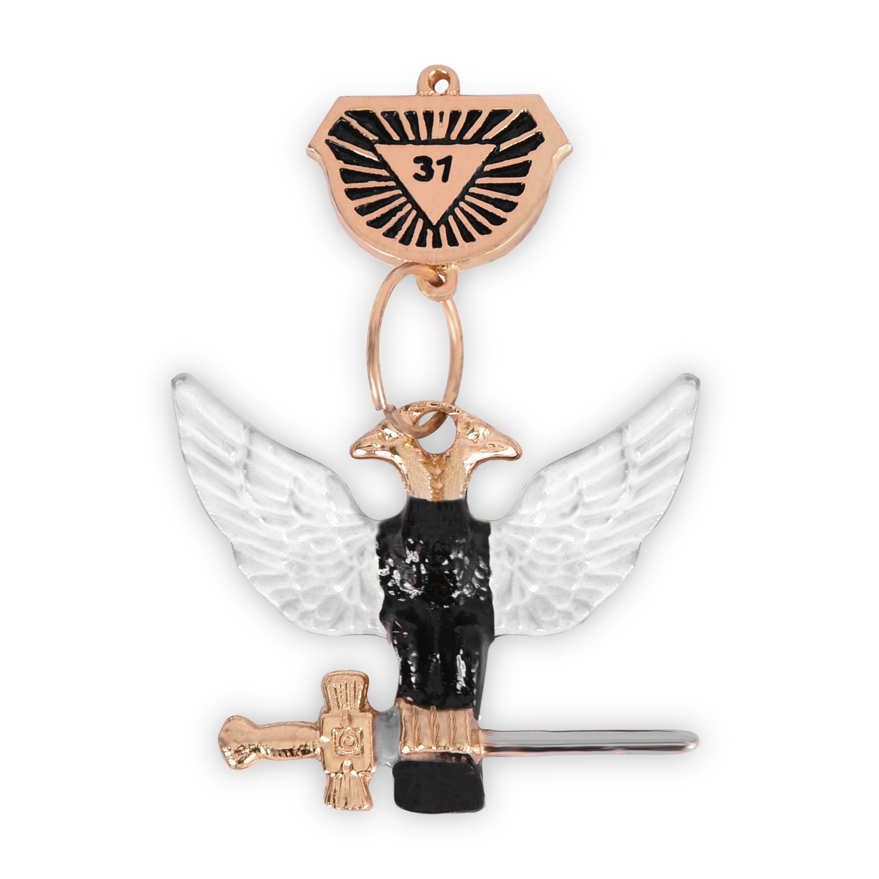 31st Degree Scottish Rite Collar Jewel - Wings Up Rose Gold Plated - Bricks Masons