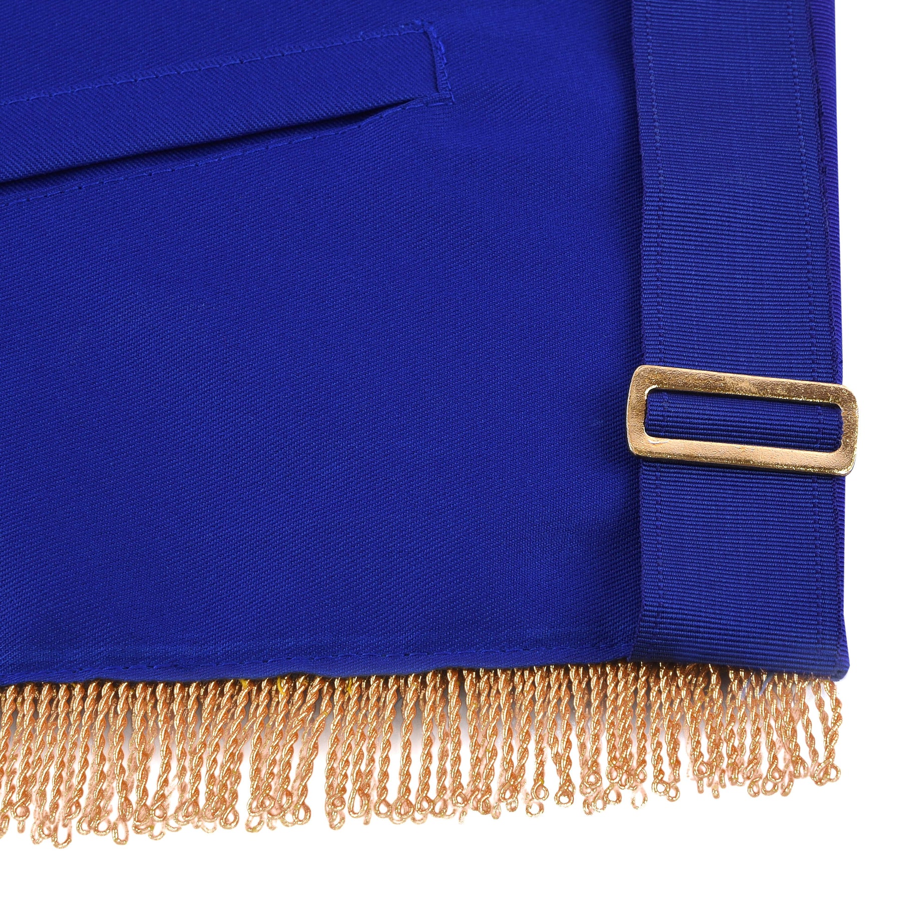 Past Master Blue Lodge Apron - Blue Ribbon With Hand Embroidery Bullion And Chain Tassels - Bricks Masons