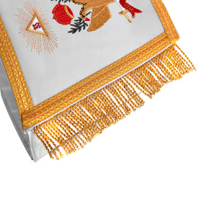 33rd Degree Scottish Rite Cuff - White Silk with Machine Embroidery Bullion - Bricks Masons