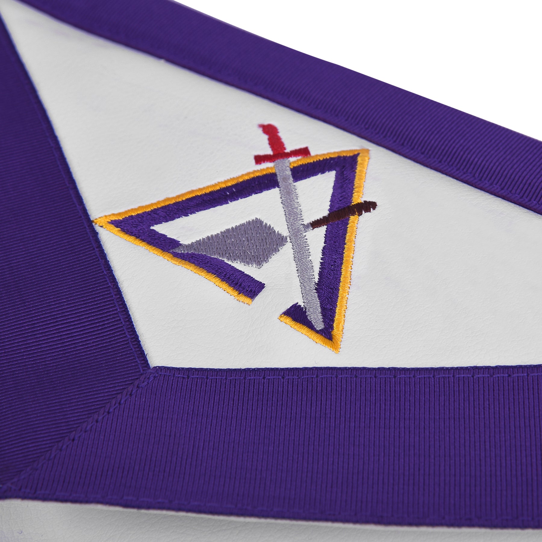 Past Illustrious Master Council Apron - Purple Ribbon Machine Embroidery - Bricks Masons