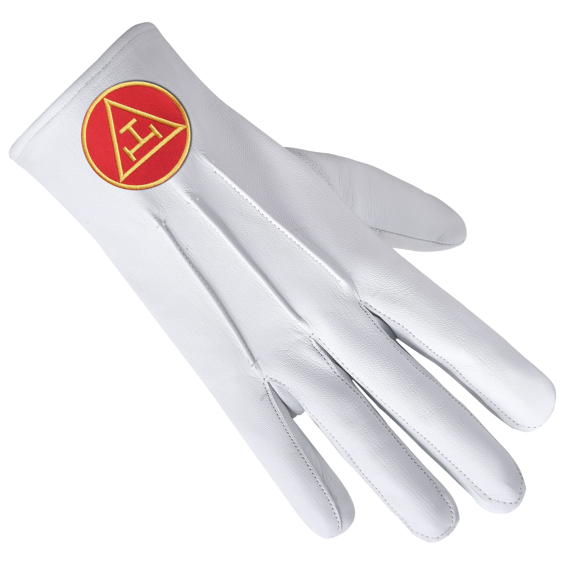 Royal Arch Chapter Glove - Leather With Gold & Red Patch - Bricks Masons