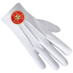 Past High Priest Royal Arch Chapter Glove - Leather With Red Round Patch - Bricks Masons