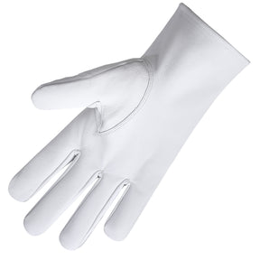 Worshipful Master Blue Lodge Glove - White Leather With Round Patch - Bricks Masons