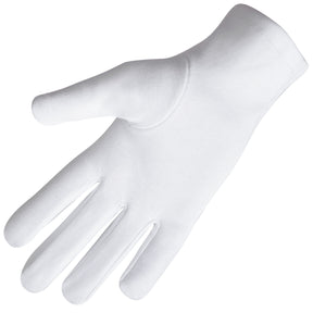 OES Glove - Pure White Cotton With Gold Gavel - Bricks Masons