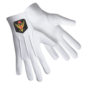 33rd Degree Scottish Rite Glove - White Cotton With Gold Emblem - Bricks Masons