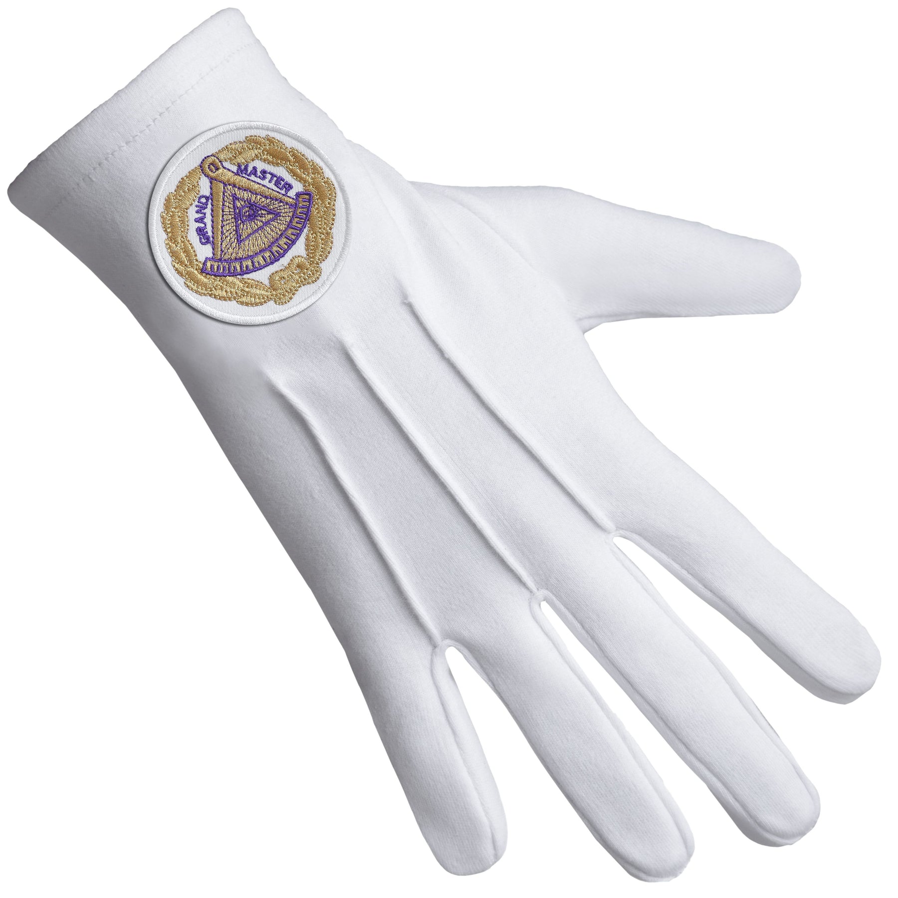 Grand Master Blue Lodge Glove - Pure Cotton With White Patch - Bricks Masons