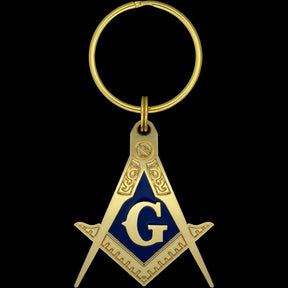 Master Mason Blue Lodge Keychain - Gold Color Square & Compass G - Bricks Masons