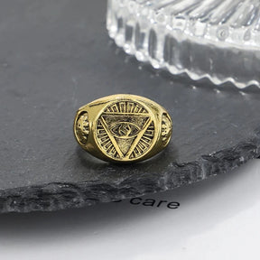 Eye Of Providence Ring - Gold Plated Zinc alloy - Bricks Masons