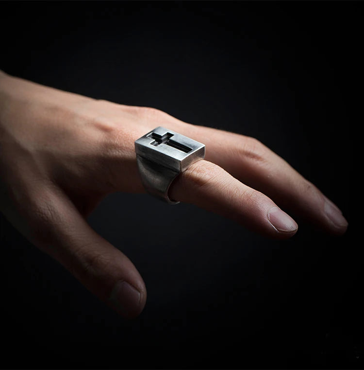 Knights Templar Ring - Stainless Steel Cross - Bricks Masons